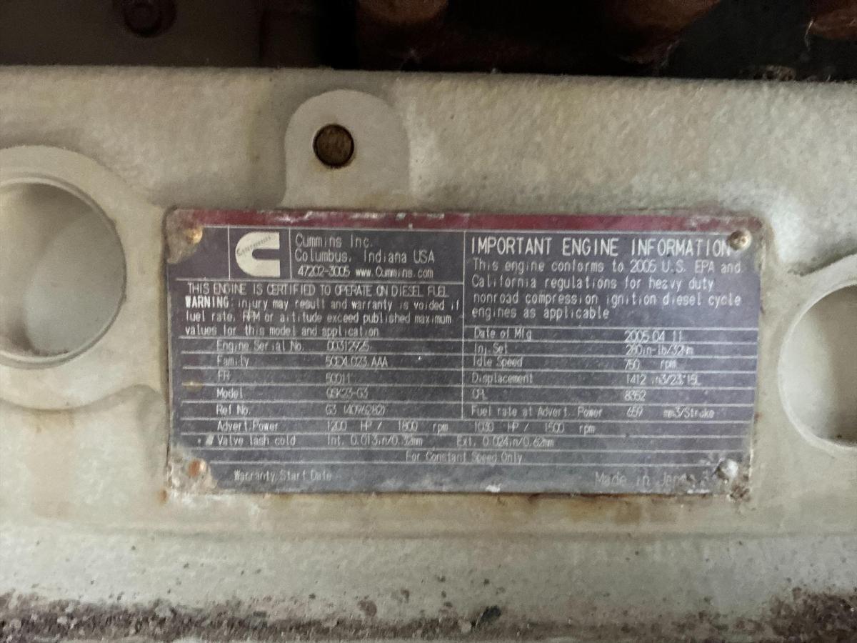 Used 2005 Cummins 500kw Diesel Generator