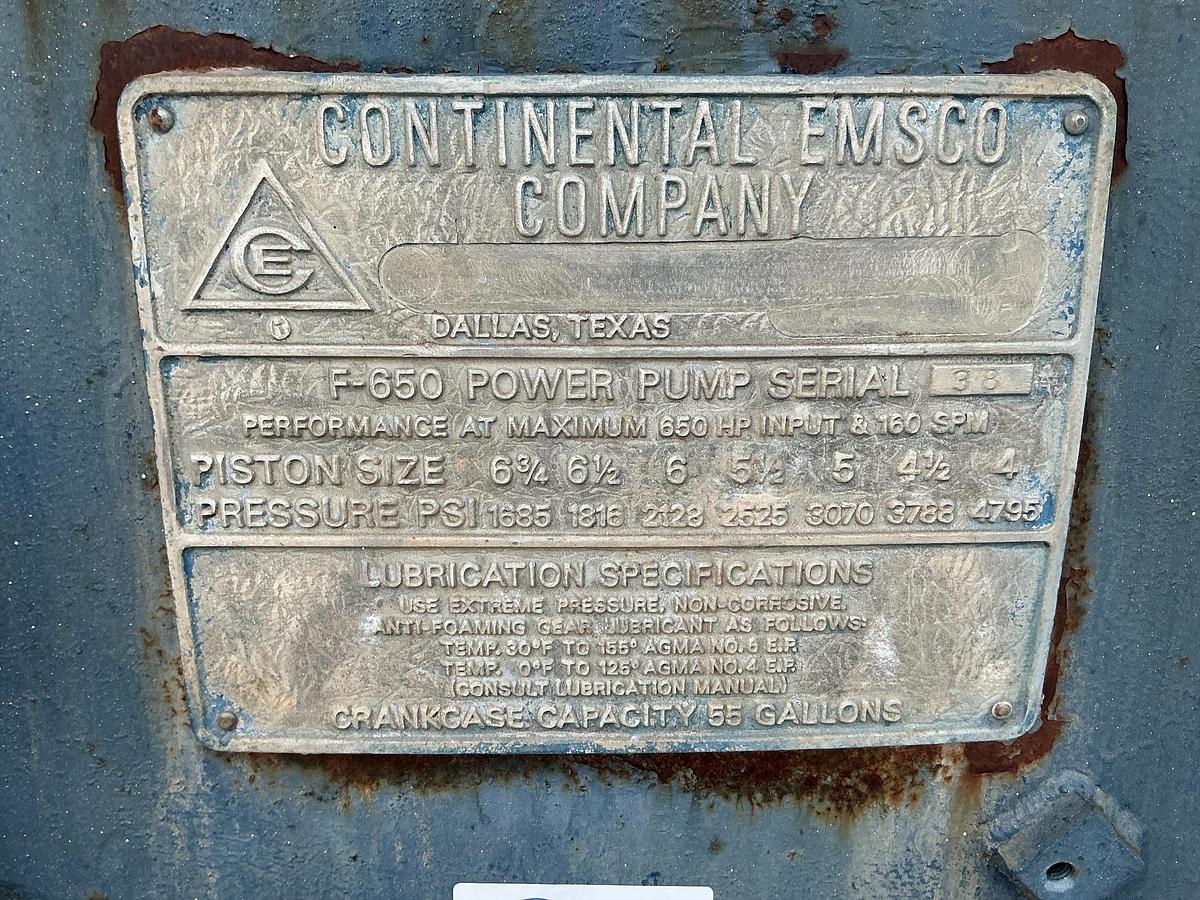 Used Continental Emsco F-650 Mud Pump