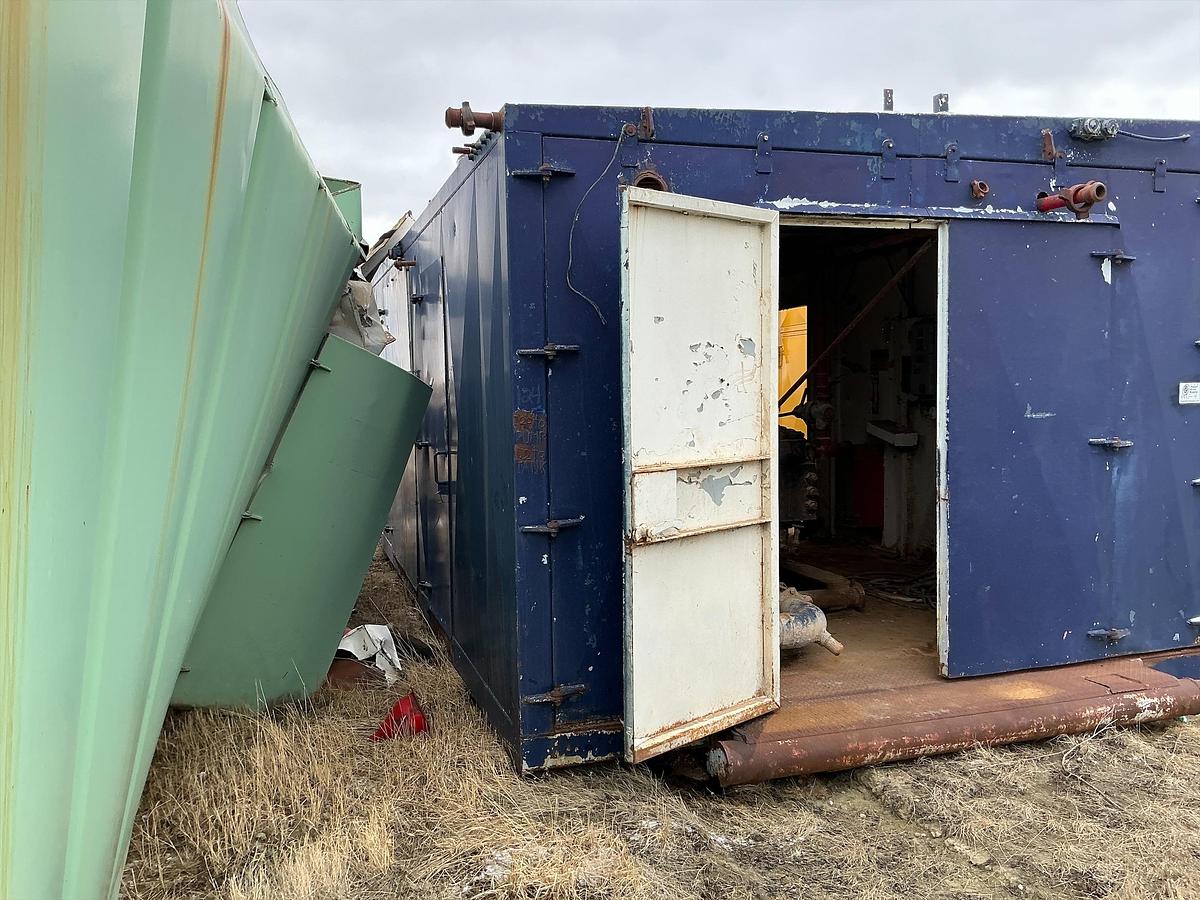 Used Welded Steel Enclosed Mud Pump Shed Skid 