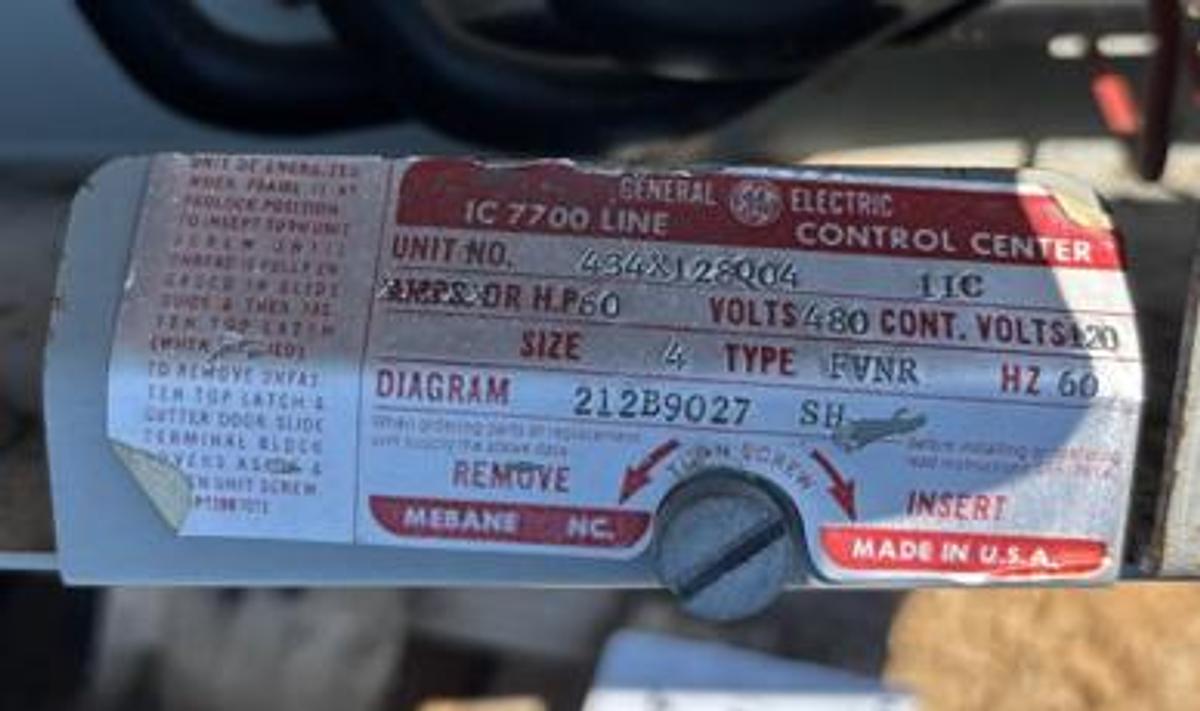 Used GE Control Panel 60 HZ, 460 Volt, Size 4, Type: FVNR