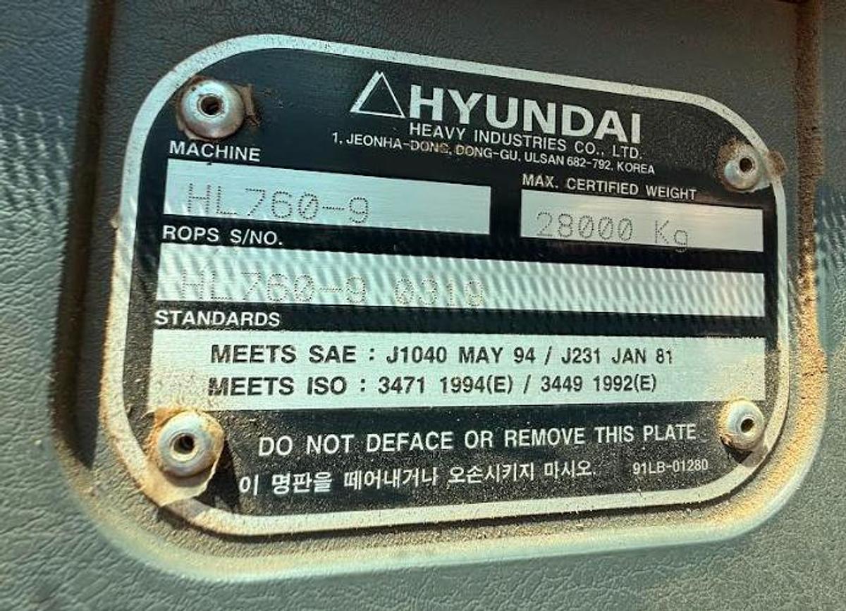 Used 2019 Hyundai HL760-9 Wheel Loader