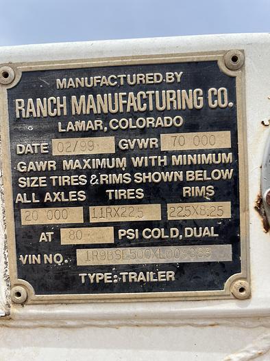 Used 1999 Ranch MFG Belly Dump Tandem Axle Trailer
