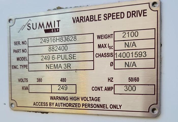 Used Summit ESP Variable Frequency Drive Skidded