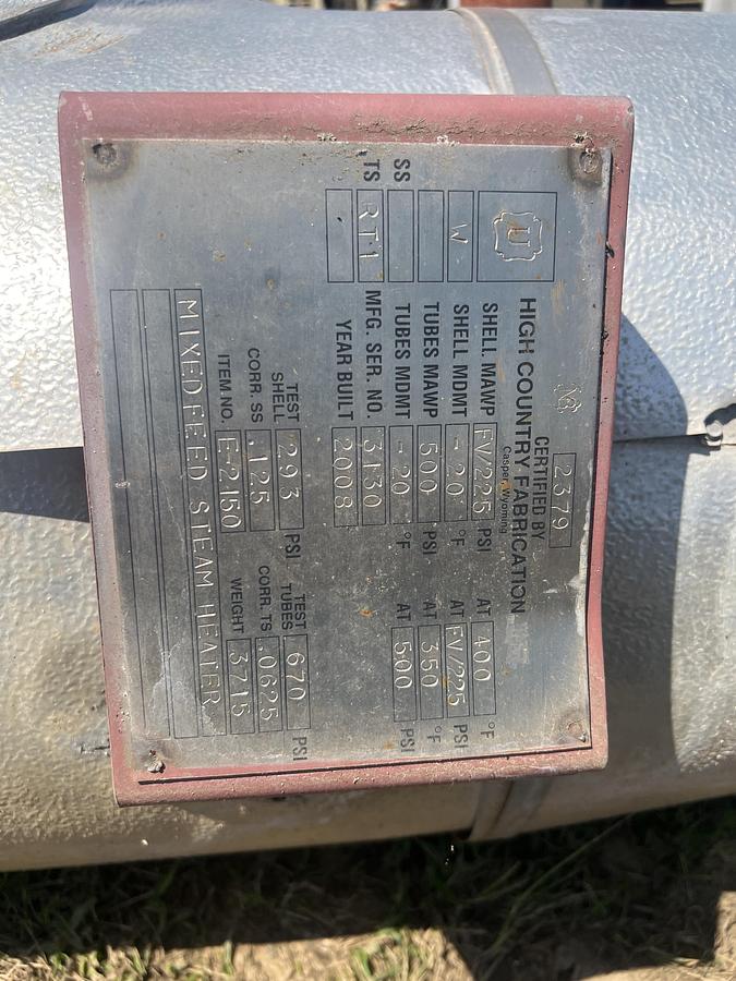 Used 2008 Mixed Feed Steam Heater