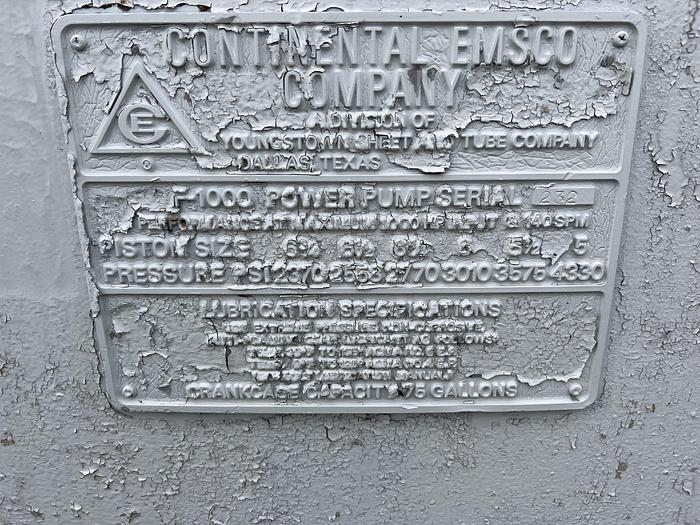 Used Emsco Bare Pump F1000 Mud Pump