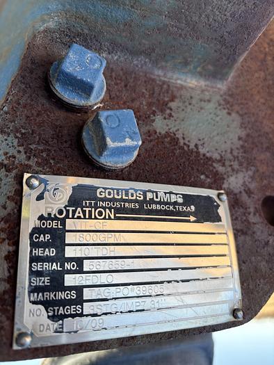 Used Goulds Pumps 12 inch, 3 Stage Vertical Turbine Pump