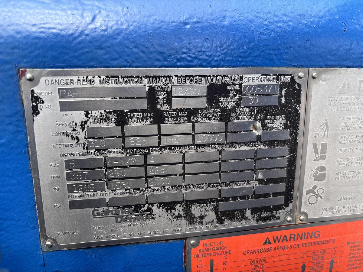 Used GARDNER DENVER PAH TRIPLEX PUMP