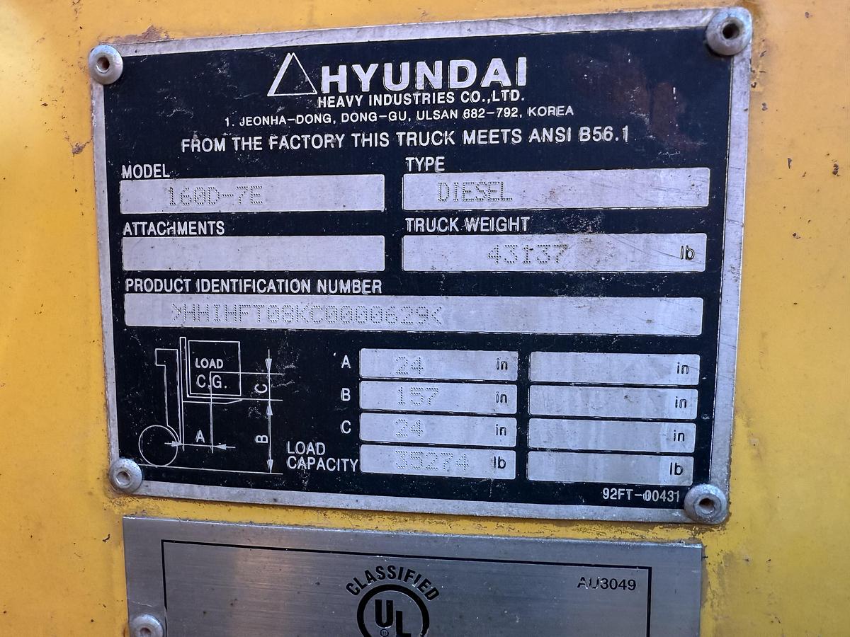 Used Hyundai 160D-7E Forklift