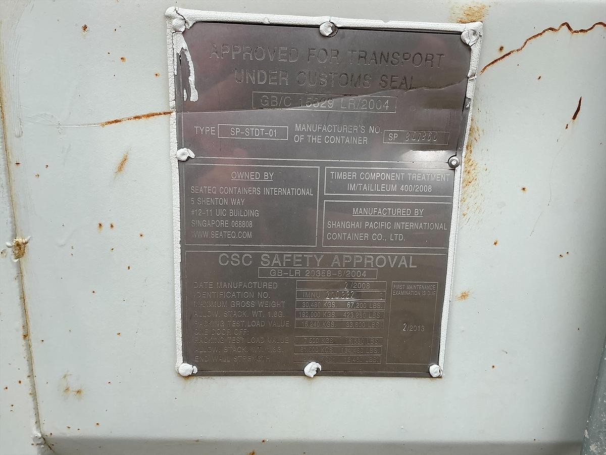 Used 2008 Welded Steel Connex Box w/Hoses