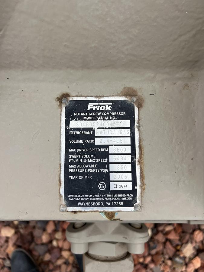 Used FRICK SGCB3524 ROTARY SCREW COMPRESSOR