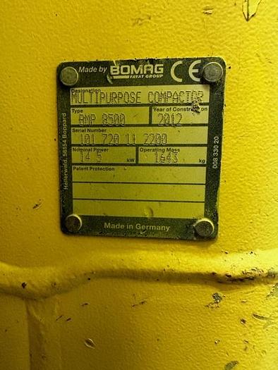 Used 2012 Bomag BMP8500 trench compactor