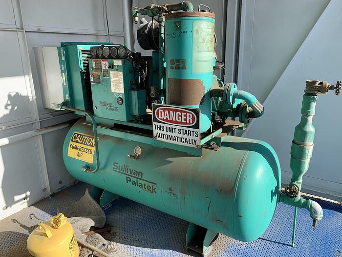 Used Sullivan Palatek 50DG screw air compressor shed