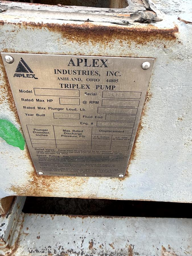 Used Aplex MA-60PE/60H Triplex Plunger Pump