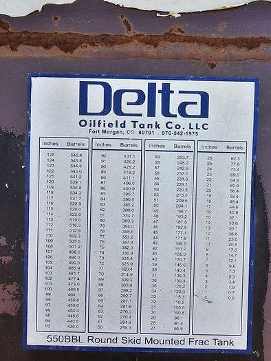 Used Delta 550 BBL Round Skid Mounted Frac Tank