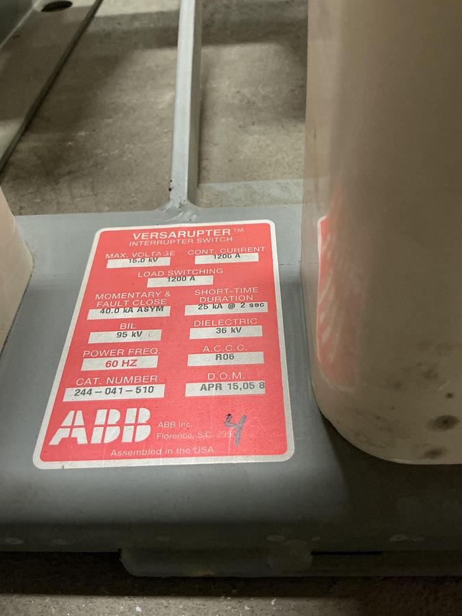 Used 2005 ABB Inc. Interrupter Switch