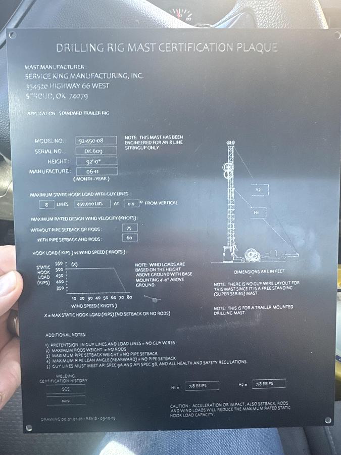 Used 2015 Service King SK 775 Drilling Rig