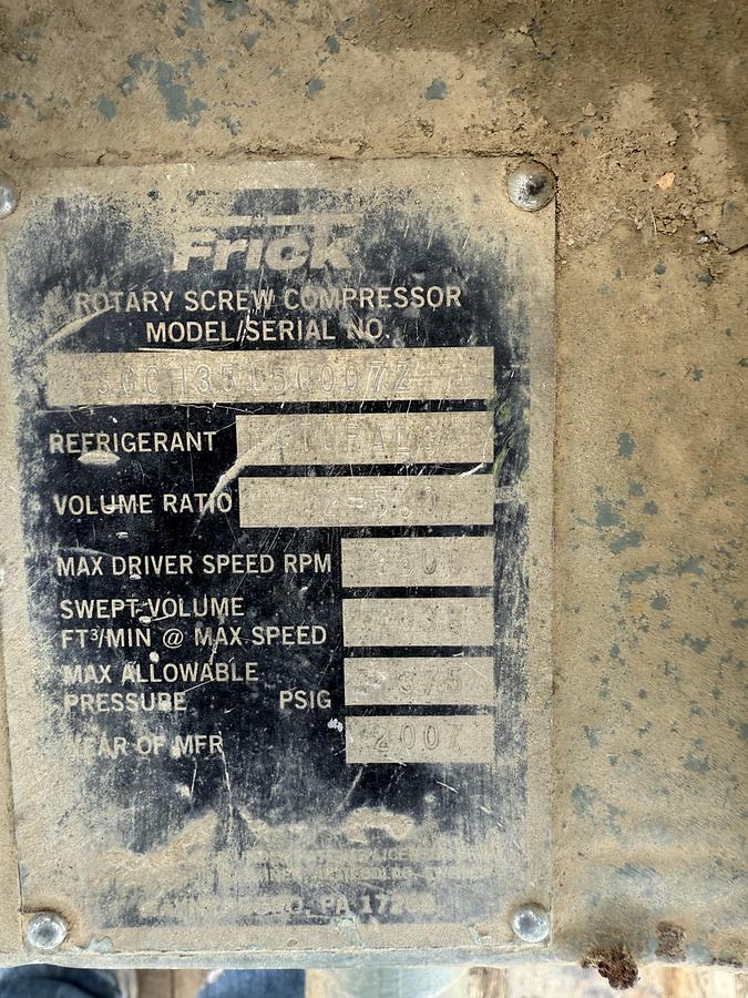 Used 2007 Frick Rotary Screw Compressor