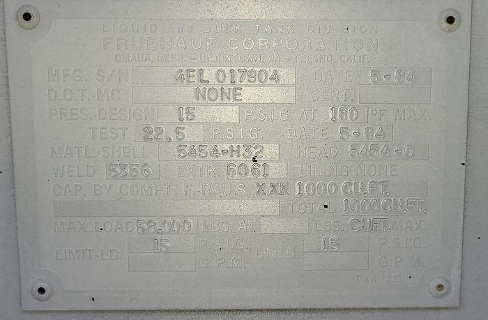 Used 1984 Fruehauf Corporation Cementer