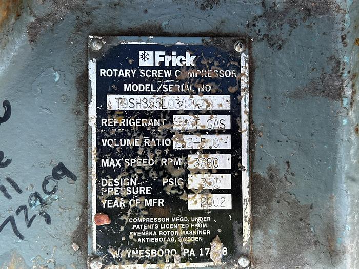 Used Frick Rotary Screw Compressor TĐSH355L0342KZ