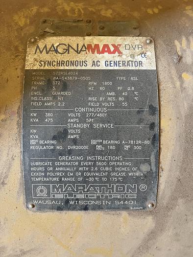 Used 2005 Cat C15 Magnamax 380kw generator