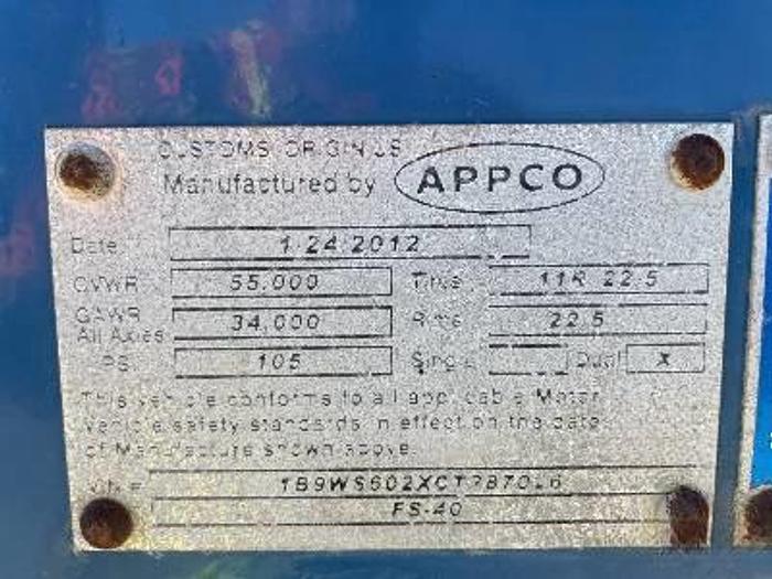 Used 2012 APPCO  FS-40 20 in x 54 ft Portable Transfer Trailer