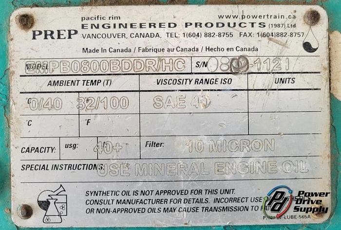 Used Pacific Rim Engineered Pump Transmission