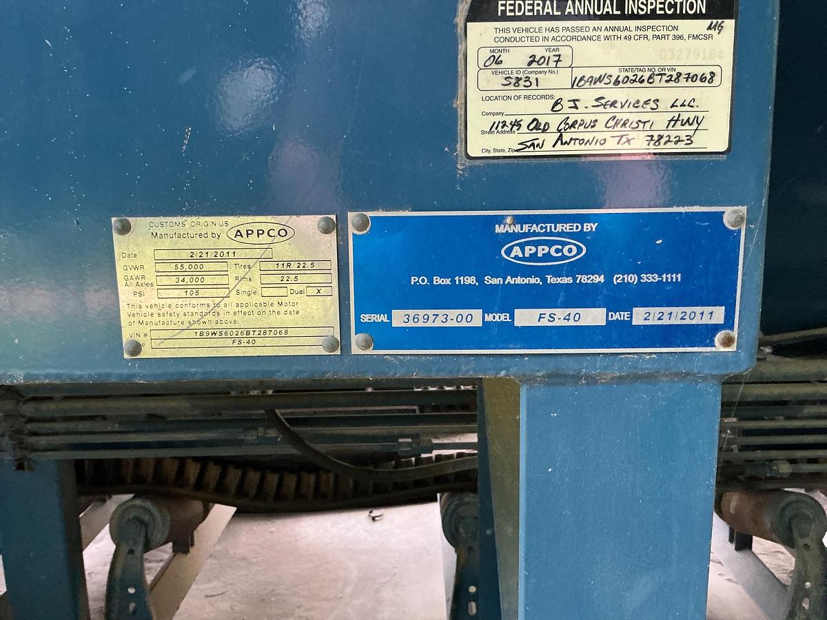 Used 2011 Appco Sand King FS-40 Portable Transfer Trailer