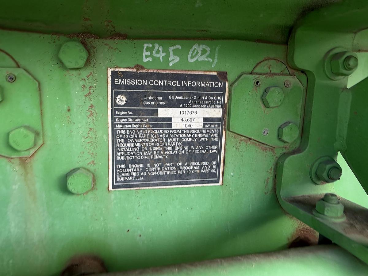 Used 2011 GE Jenbacher J320 Natural Gas Generator 1712KW