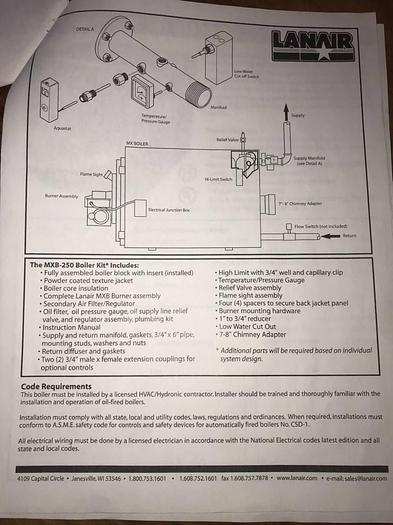 Lanair MXB250 Waste Oil Boiler MXB250
