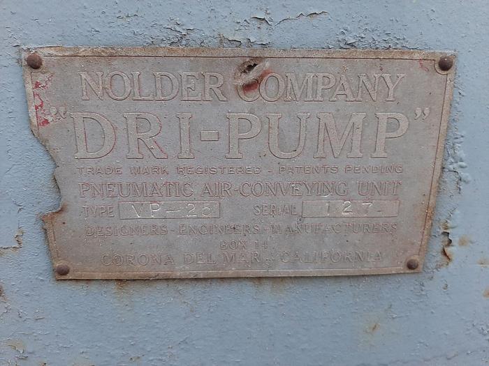 Used Conveyor, Pneumatic, Nolder, Type VP-25, Sutorbilt Blower #S744873