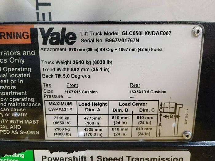 Used 2015 Yale GLC050 5,000lbs Forklift ***138 Hours***