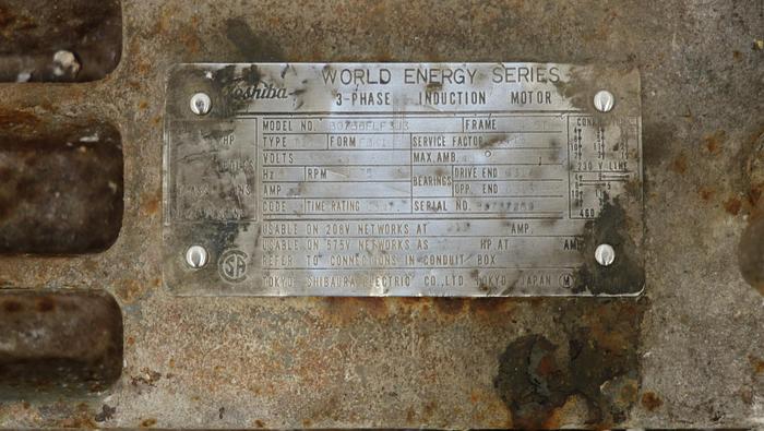 Used Toshiba B0756FLF3U3 75 HP A/C Motor #44457