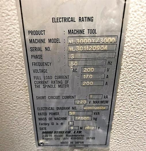 Used 2012 Mori Seiki NL3000Y/3000