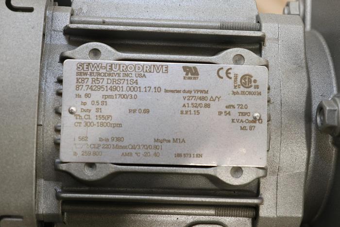 Unused Sew Eurodrive K87 R57 DRS71S4 Gear Drive #44154