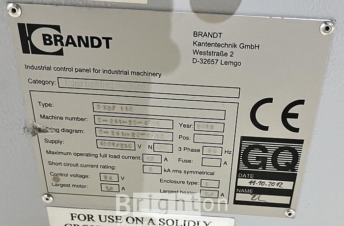 Used 2012 Brandt Ambition 1110 (KDF110) used edgebander with pre-milling #BM2414