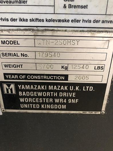 Used BRUGT CNC DREJEBÆNK FABRIKAT MAZAK, MODEL QTN 250 MSY