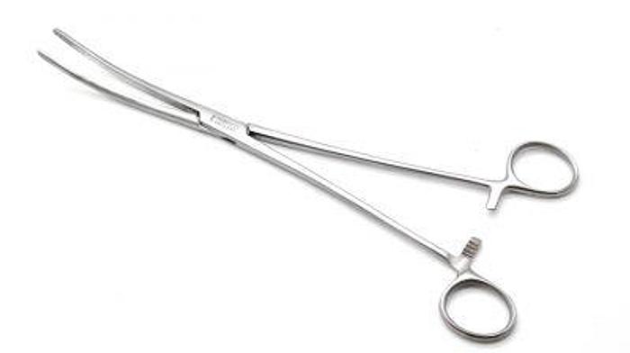 Used Forceps Artery Crafoord Longtitudinal Serrations Curved 255mm (10in)