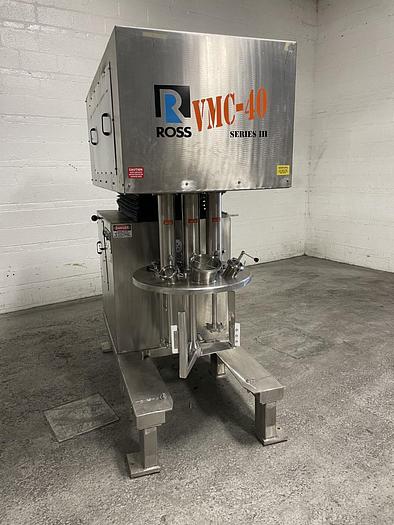 Used 40 GALLON ROSS TRIPLE MOTION VACUUM MIXER WITH DISCHARGE RAM - S/S - VACUUM - JACKETED