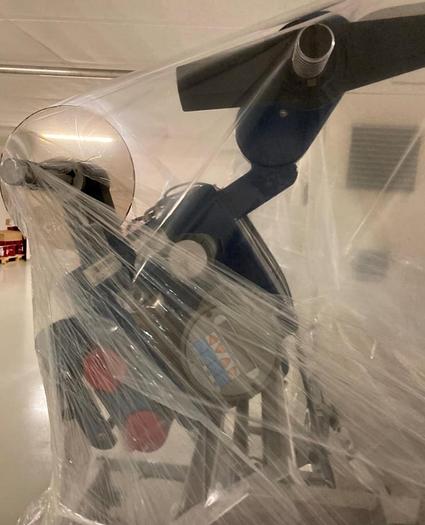 Used 1986 PRB Penta Film wrapping machine with labeler Etipack