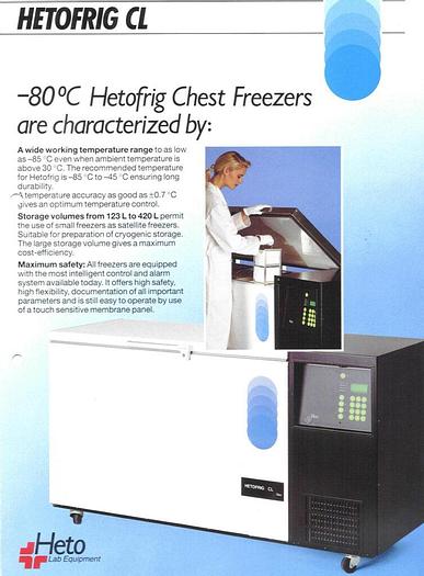 Used HETO Ultra freezer, type HETOFRIG CL 3008 E – minus 80 ° Celsius.