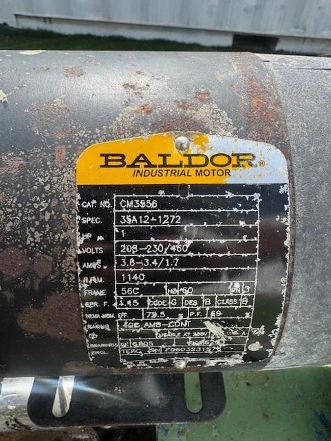 Used Painted SS Auger 48” L, 6” Stick, 7” Trough 6" Flights, 25.6:1 Ratio Gearbox