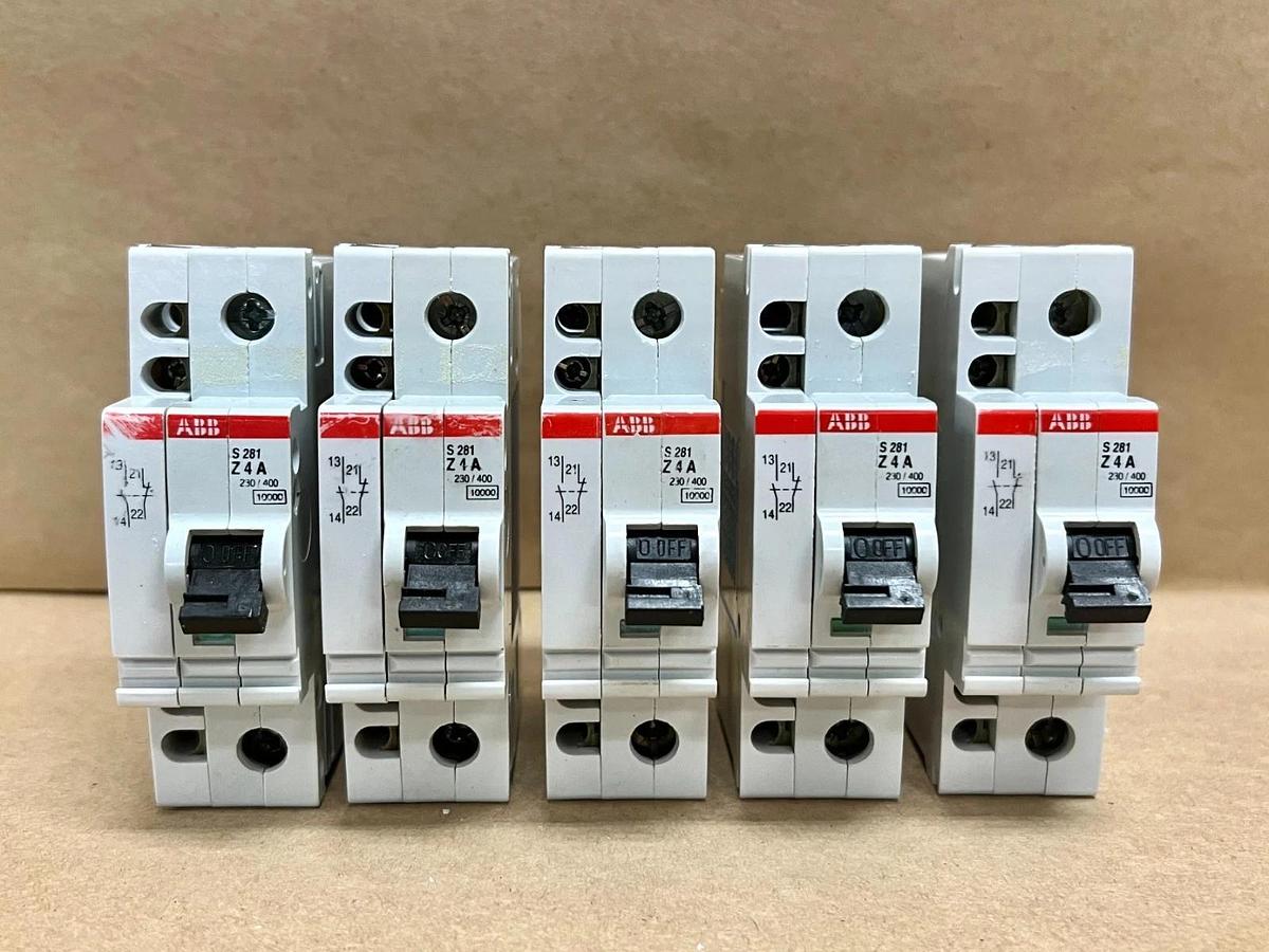 Used ABB S281-Z4A 4A, 1P Circuit Breakers - Lot of 5