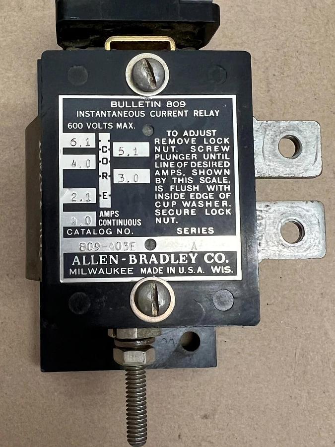 Used Allen Bradley 809-A03E Instantaneous Current Relay