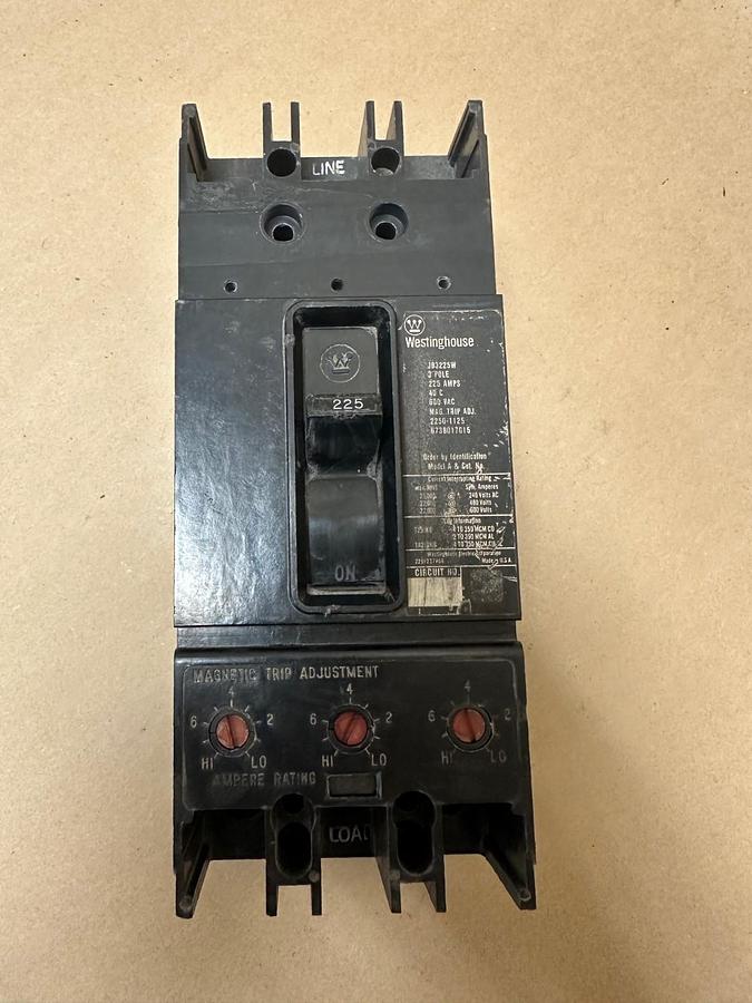 Used Westinghouse JB3225W 225A 3 Pole Circuit Breaker