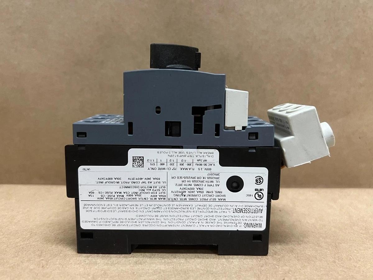 Used Siemens 3RV2021-1CA10 Motor Protection Circuit Breaker, Adj Trip Range 1.8-2.5A