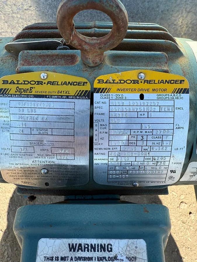 Used Conveyor Belt W: 38” L: 198” Longitudinal Groove Belt, 1 Hp Motor, 4A Gearbox