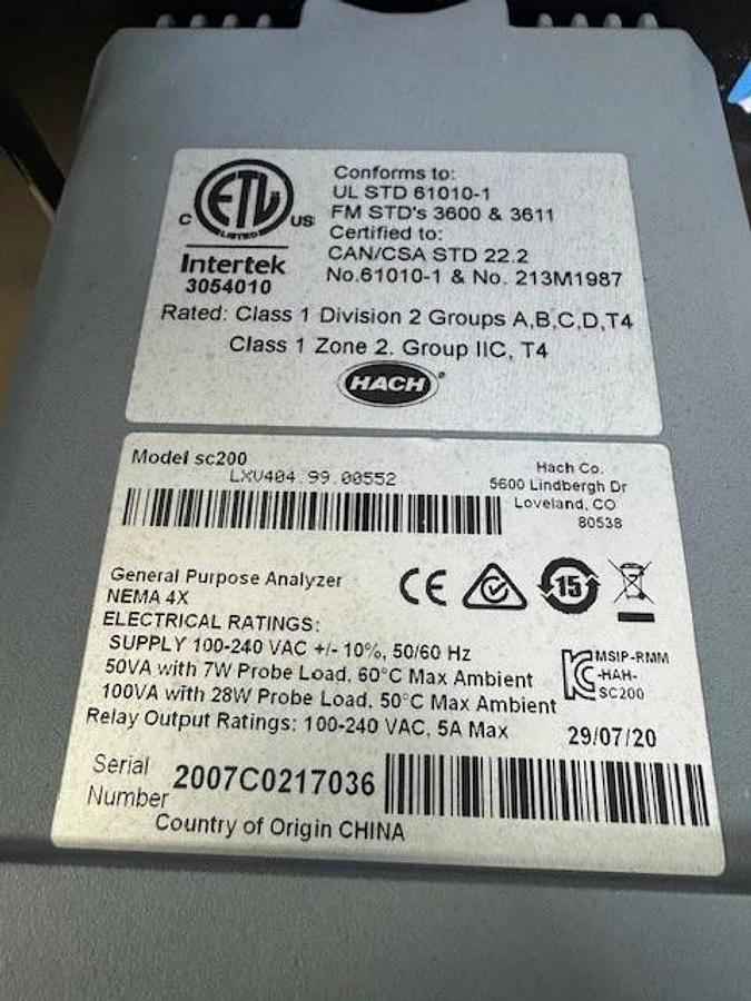 Used Hach CL17SC Colorimetric Chlorine Analyzer, SC200 Universal Controller
