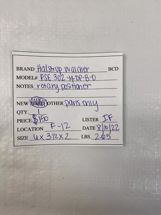 Used Halstrup Walcher PSE 302-14-DP-B-O Rotary Positioner PARTS ONLY