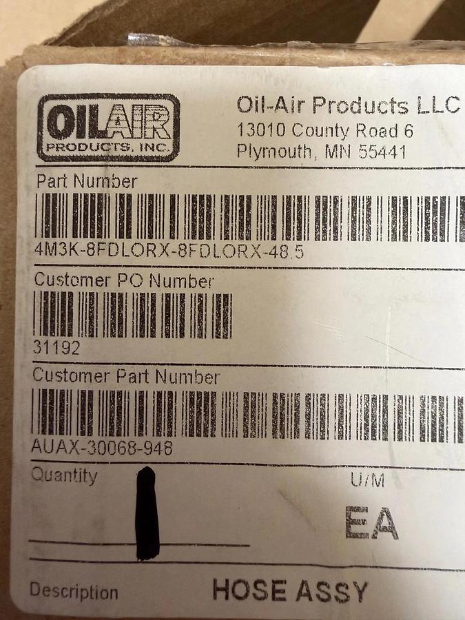 Used Oil-Air Products 4M3K-8FDLORX-8FDLORX-48.5 1/4” Hose Assembly *NEW*