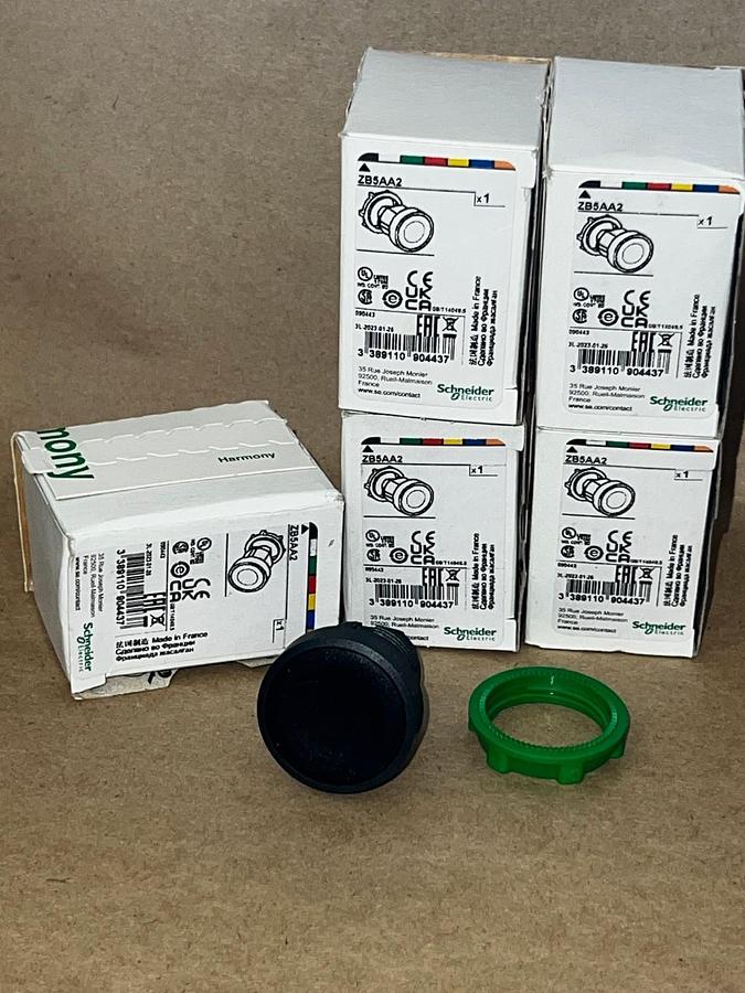 Used Schneider Electric ZB5AA2 Pushbutton 22mm Black (Lot of 5)